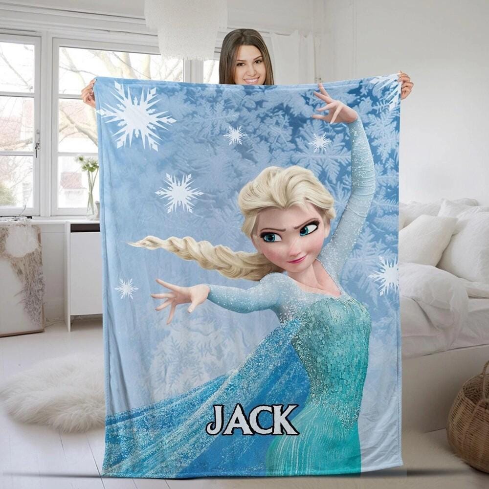 Personalized Elsa Princess Blanket, Custom Name Elsa Queen Blanket, Princess Elsa Blanket, Birthday Girl Gift, Custom Name Blanket