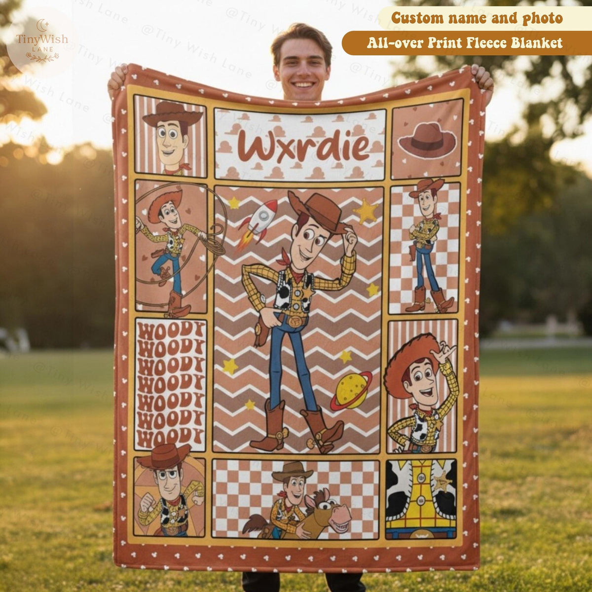 Personalized Toy Story Woody Blanket, Custom Name Disney Toy Story with Woody Blanket, Woody Buzz Lightyear Blanket, Toy Story Gift for Kids
