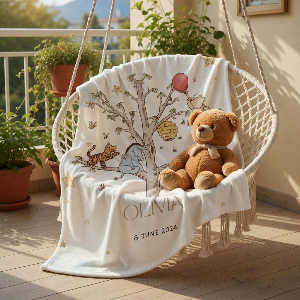 Custom Winnie The Pooh Fleece Blanket, Disney Pooh Baby Blanket, Retro Pooh & Friends Blanket