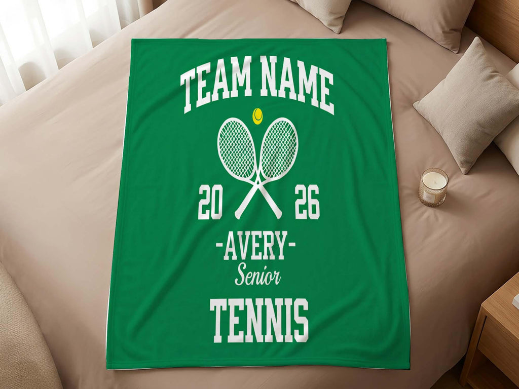 Custom Tennis Blanket, Soft Fleece, Personalized Senior 2026 Gift, Sports Team School Graduation Throw,Gift for Tennis Player Coach Daughter