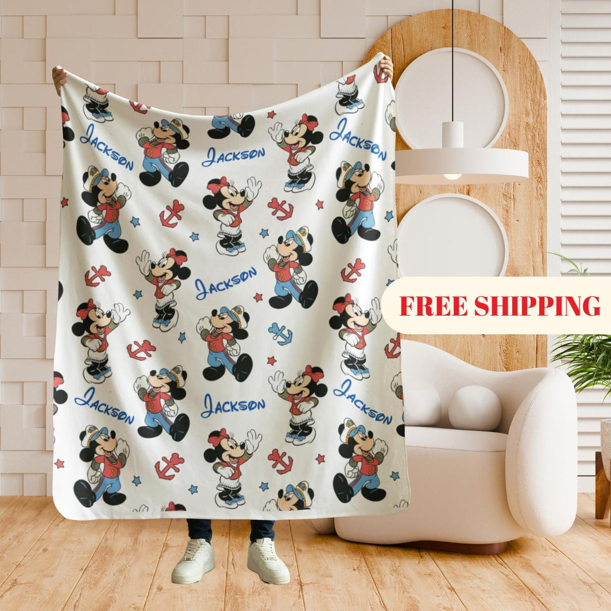 Disney Mickey Mouse Custom Name Blanket, Cartoon Style Gift for Boys and Girls,Personalized Name Mickey Mouse Blanket,Mickey Nursery Blanket