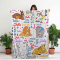 Custom Disney Mom Blanket, Personalized Disney Characters Mother's Day Gift, Baby Shower Gift, Bambi Dumbo Lion King Throw, Gift For Kids