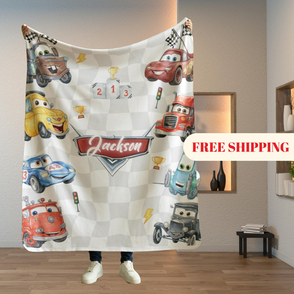 Lightning McQueen Baby Blanket, Baby Shower Gift, Customizable Blanket, Disney Blanket, Disney Home Decor, Cars Blanket, Sherpa Blanket