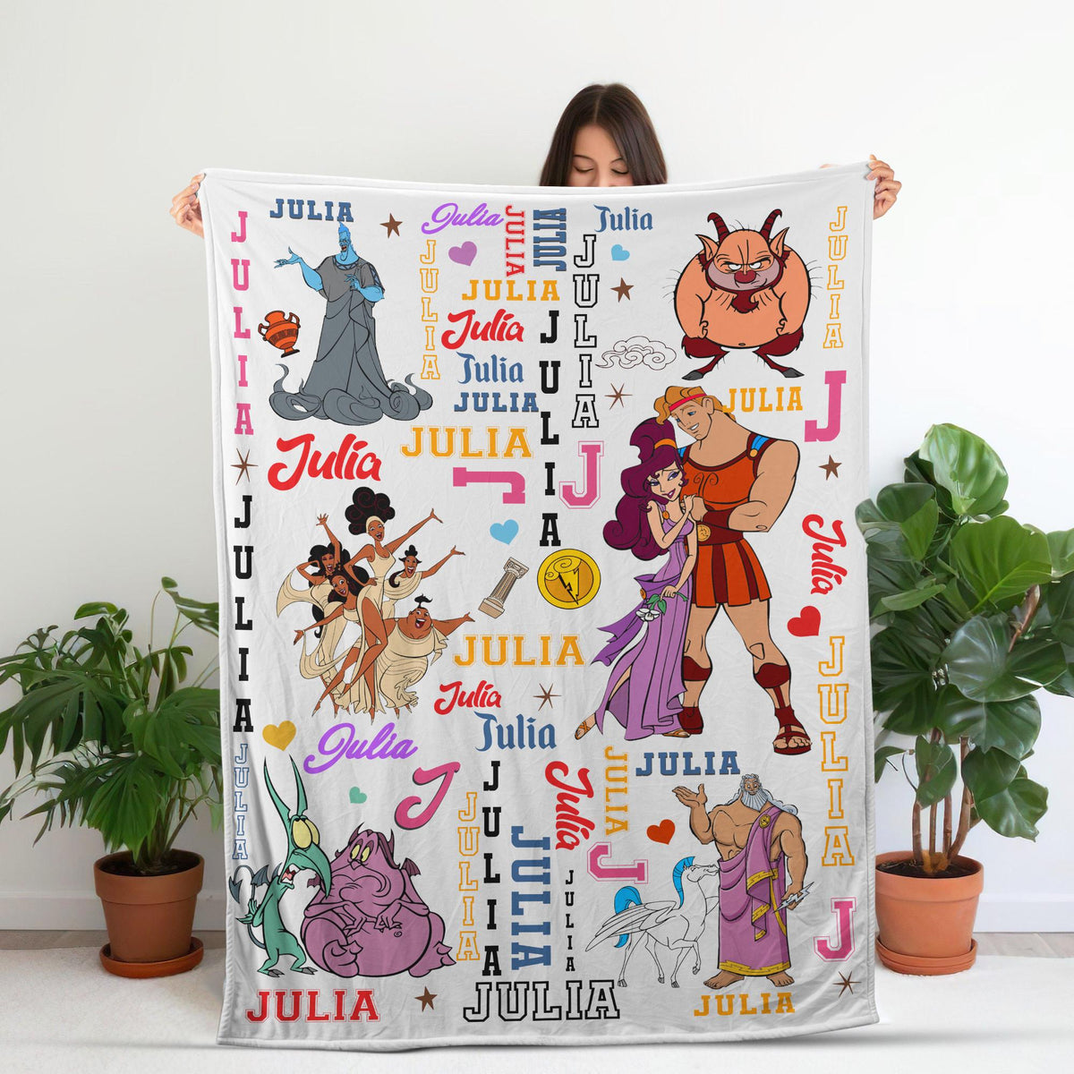 Personalized Hercules Blanket, Custom Hercules Hades Megara Zeus Fleece Throw, Disney Inspired Movie Fan Gift, Birthday Gift for Kids Adult