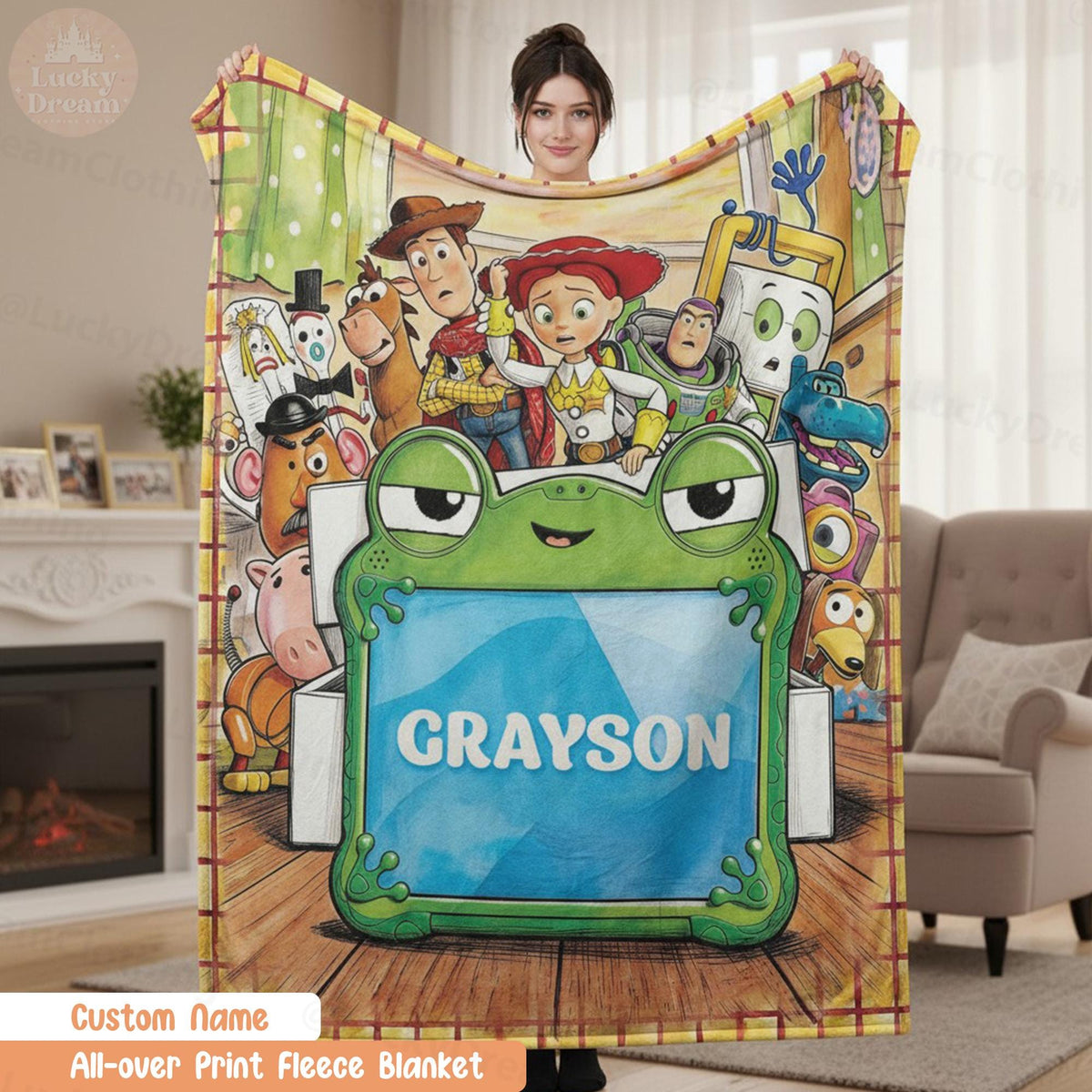 Personalized Toy Story 5 Blanket, Custom Name Disney Toy Story Blanket, Woody Buzz Lightyear Jessie Blanket, Toy Story 5 Gift for Boy, Girl