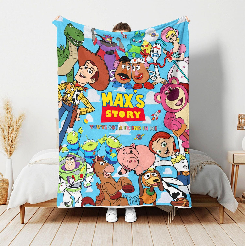 Personalized Toy Story Blanket, Woody Buzz Lightyear Jessie Toy Story Blanket, Custom Name Disney Toy Story Blanket, Birthday Boy or Girl