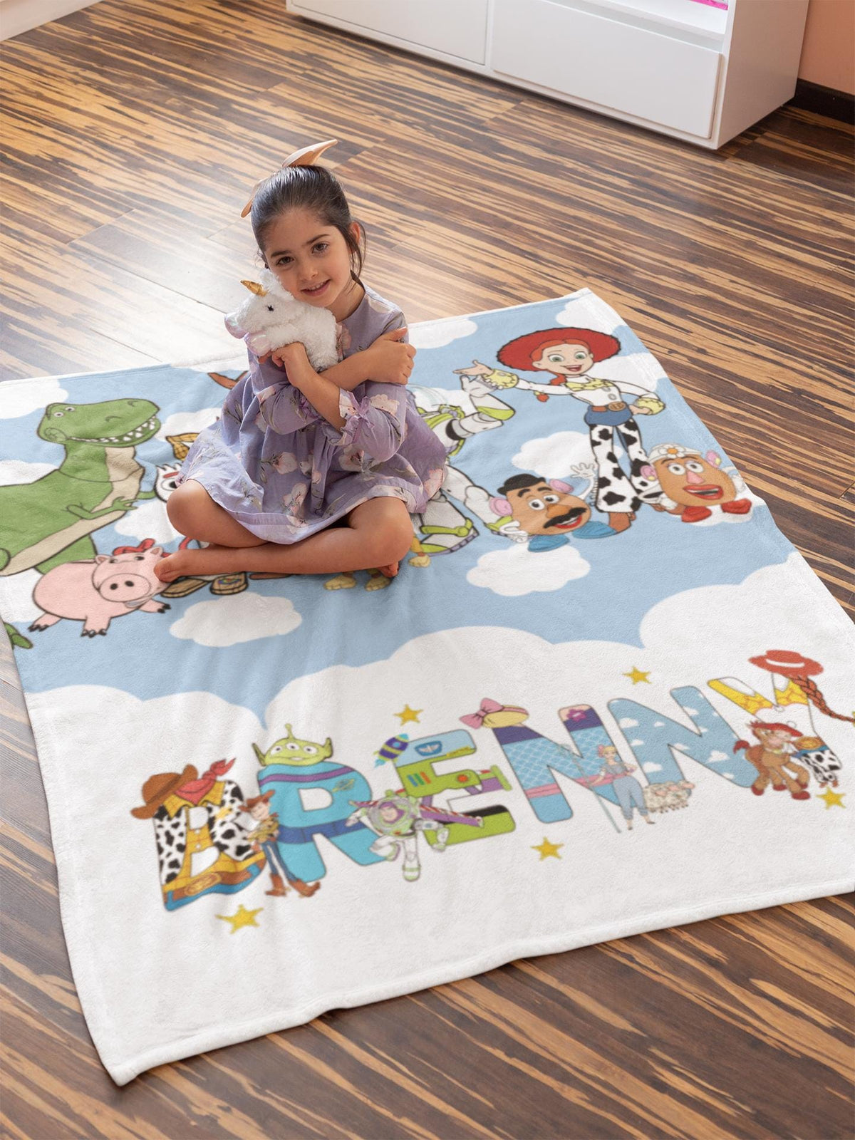 Personalized Toy Story Blanket, Custom Name Minky Flannel Throw