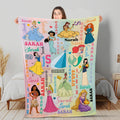 Personalized Disney Princess Watercolor Blanket, Custom Girl Blanket, Custom Name Princess Squad Blanket, Birthday Girl, Disneyland Princess