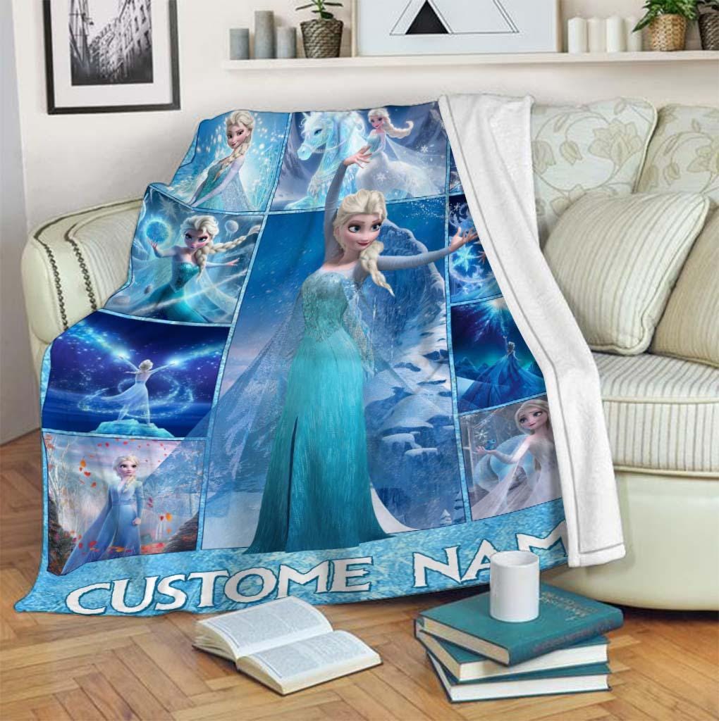 Personalized Frozen Movie Blanket, Frozen Elsa Anna Olaf Disney World Blanket, Christmas Gift, Cartoon Fleece Blanket, Cartoon Blanket