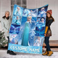 Personalized Frozen Movie Blanket, Frozen Elsa Anna Olaf Disney World Blanket, Christmas Gift, Cartoon Fleece Blanket, Cartoon Blanket