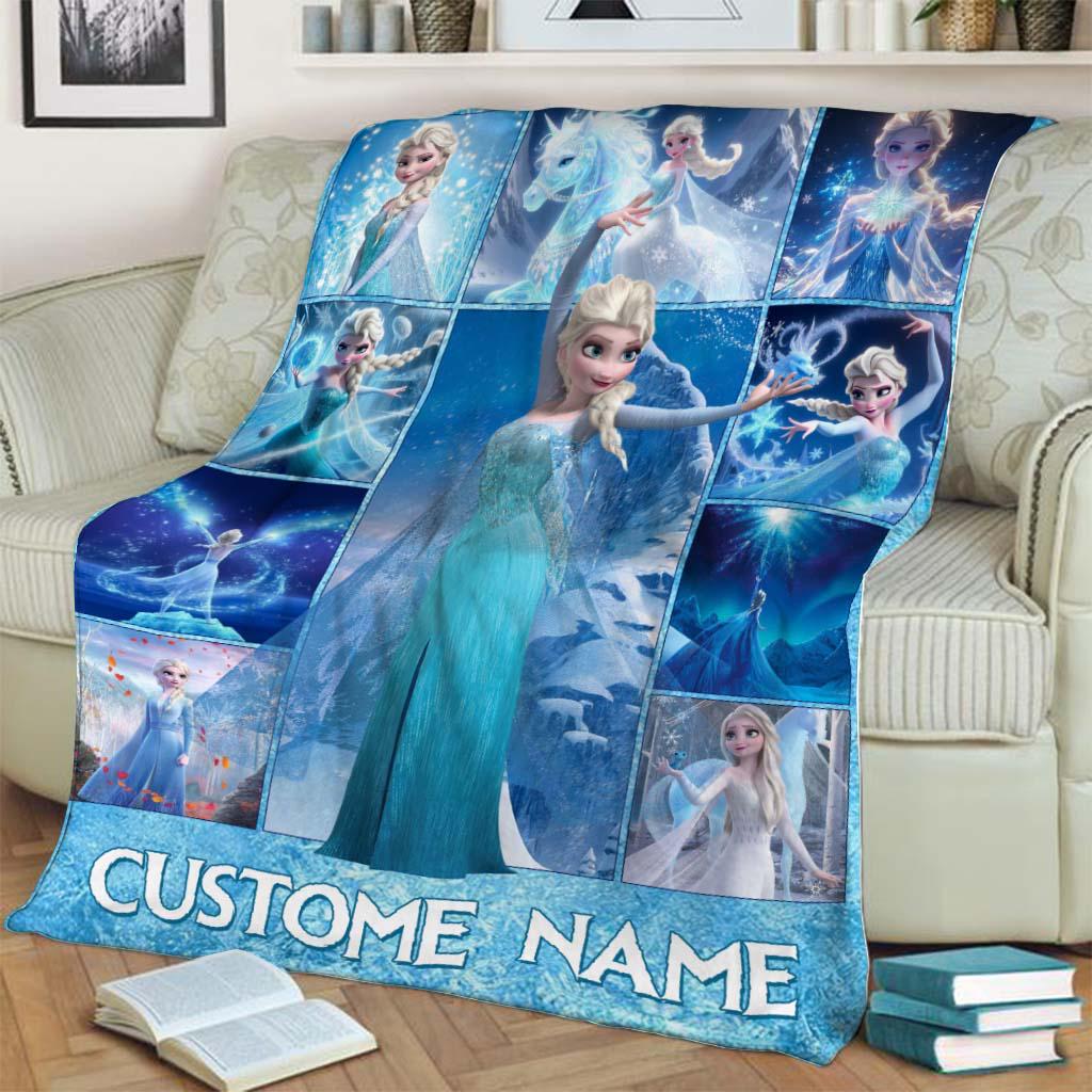 Personalized Frozen Movie Blanket, Frozen Elsa Anna Olaf Disney World Blanket, Christmas Gift, Cartoon Fleece Blanket, Cartoon Blanket