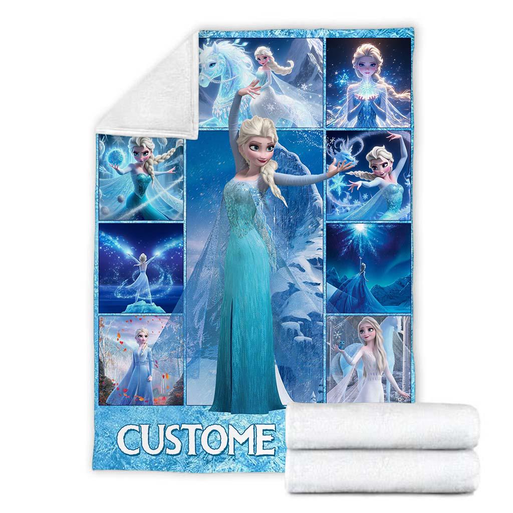 Personalized Frozen Movie Blanket, Frozen Elsa Anna Olaf Disney World Blanket, Christmas Gift, Cartoon Fleece Blanket, Cartoon Blanket