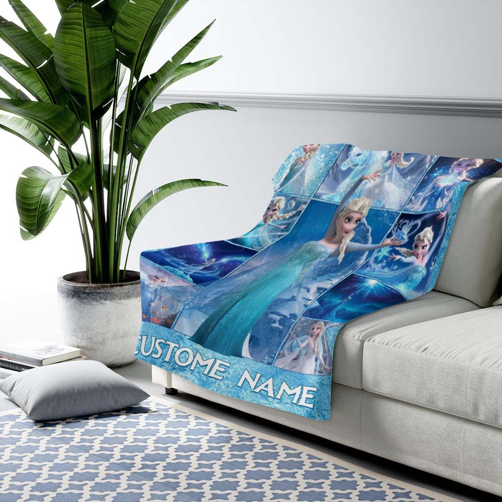 Personalized Frozen Movie Blanket, Frozen Elsa Anna Olaf Disney World Blanket, Christmas Gift, Cartoon Fleece Blanket, Cartoon Blanket