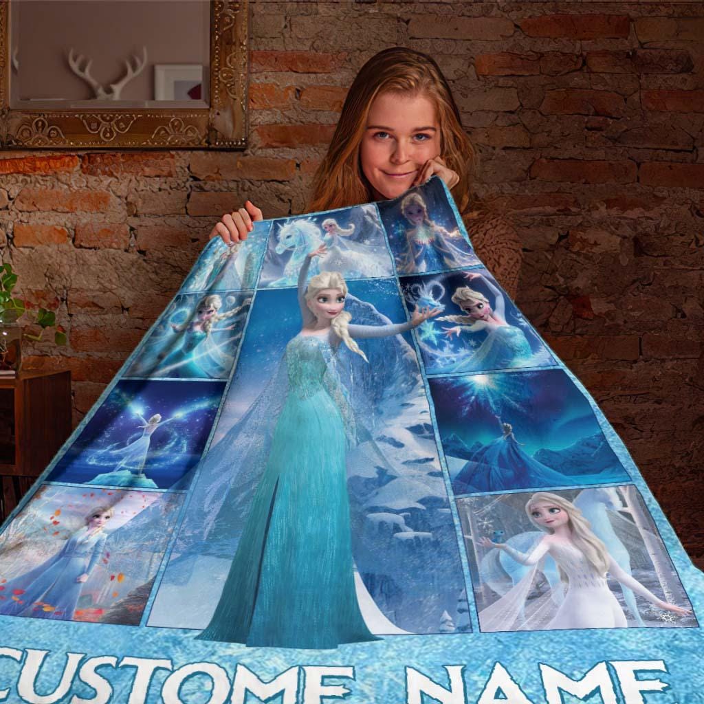 Personalized Frozen Movie Blanket, Frozen Elsa Anna Olaf Disney World Blanket, Christmas Gift, Cartoon Fleece Blanket, Cartoon Blanket