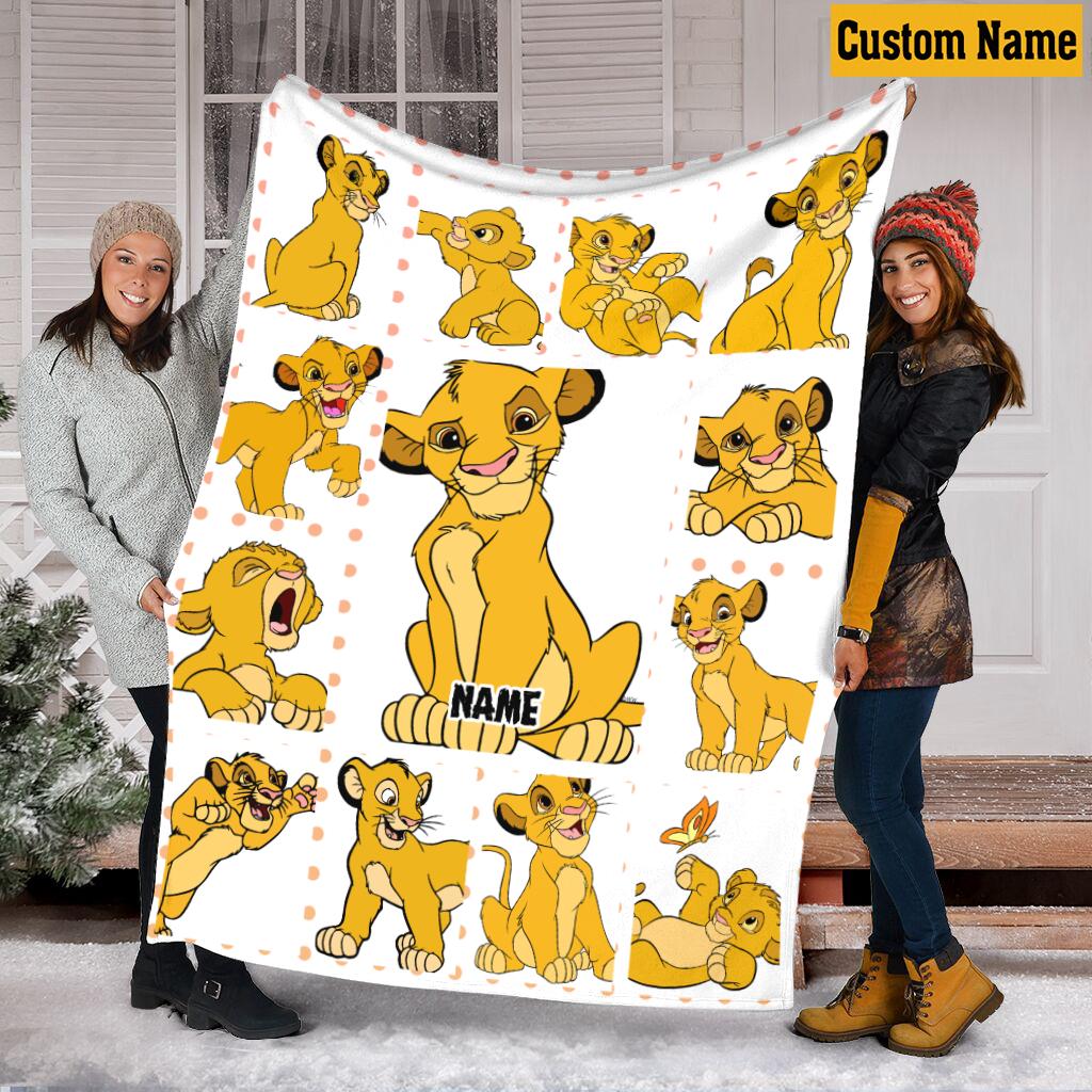 Customized Lion-King Fleece Blanket, Hakuna-Matata, Custom Disneyland Pride Lion and Friends Blanket, Lion Movie King Disneyworld Blanket