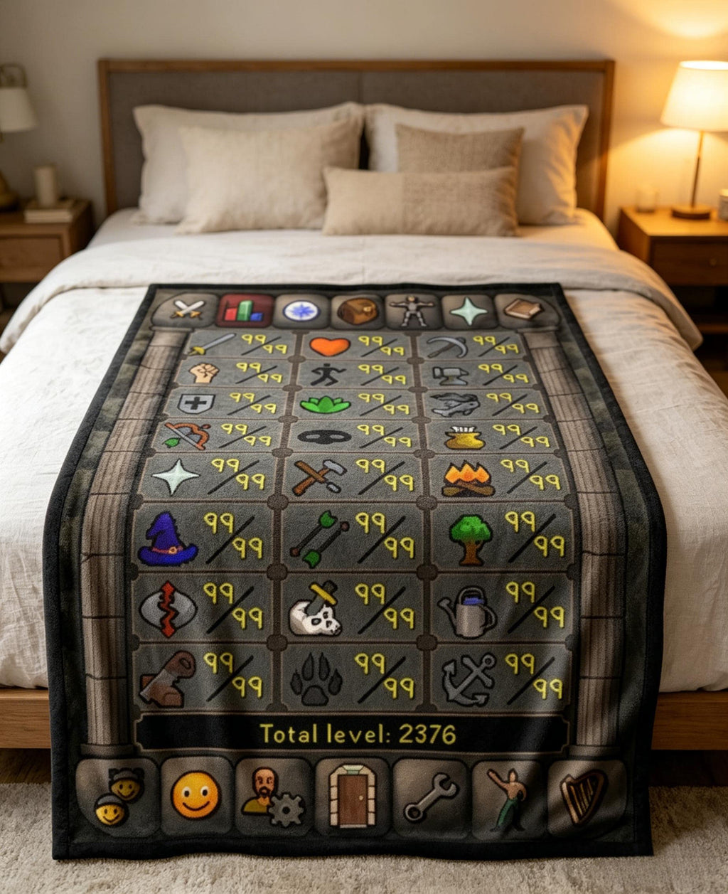 OSRS Max Stats Blanket Throw, Custom Runescape Gamer Gift Blanket