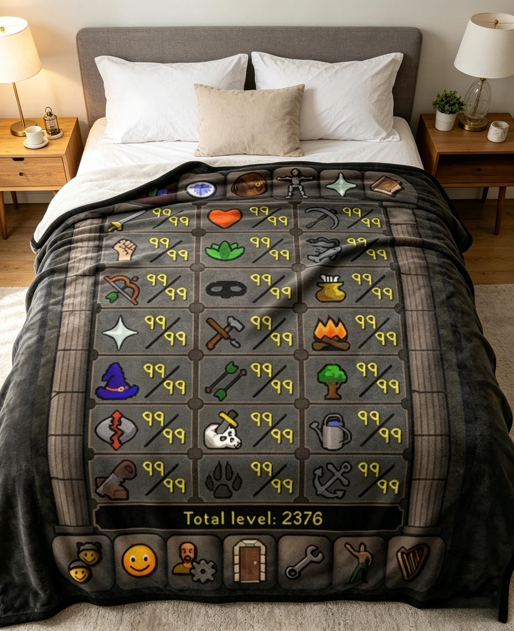 OSRS Max Stats Blanket Throw, Custom Runescape Gamer Gift Blanket