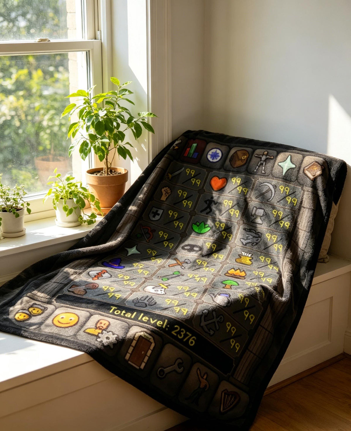 OSRS Max Stats Blanket Throw, Custom Runescape Gamer Gift Blanket