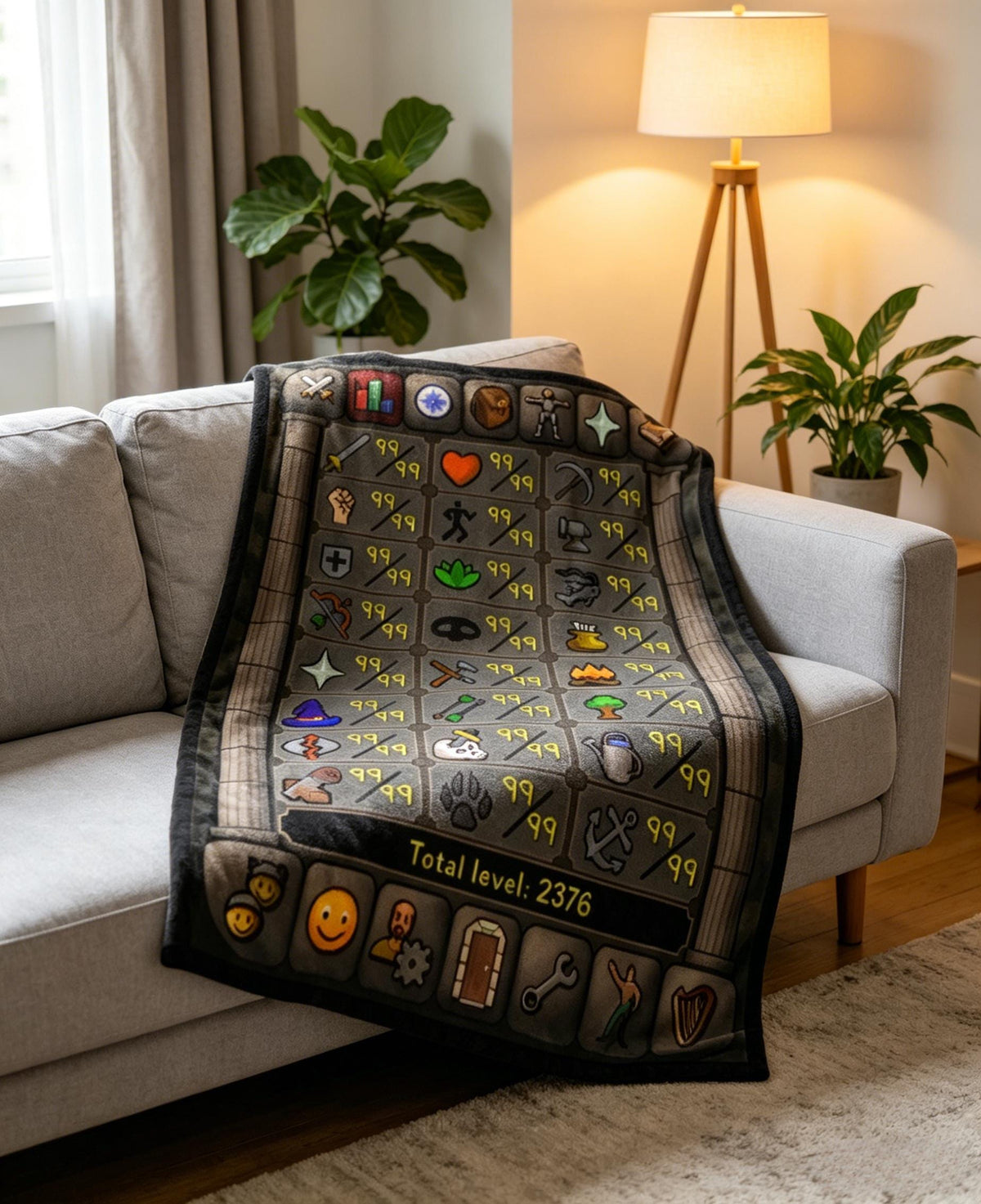OSRS Max Stats Blanket Throw, Custom Runescape Gamer Gift Blanket