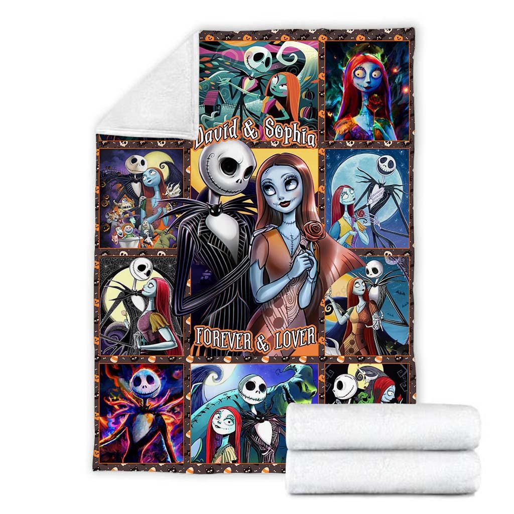 Personalized Jack Skellington Sally Blanket The Nightmare Before Christmas Blanket Halloween Blanket Gifts For Him, Lover Christmas Decor