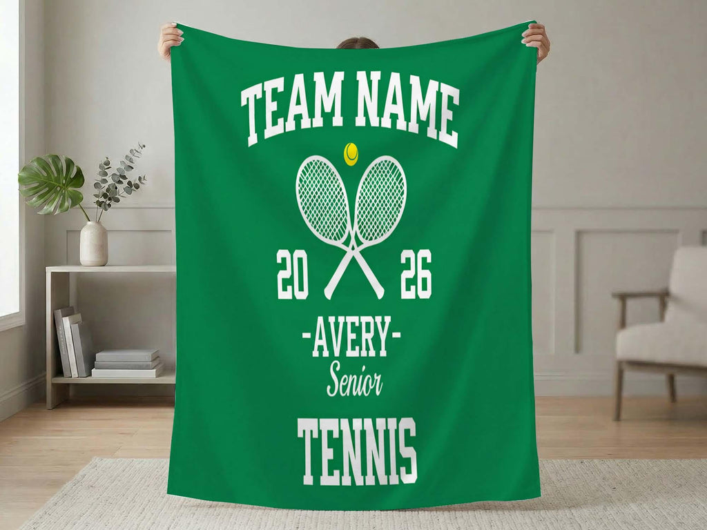 Custom Tennis Blanket, Soft Fleece, Personalized Senior 2026 Gift, Sports Team School Graduation Throw,Gift for Tennis Player Coach Daughter