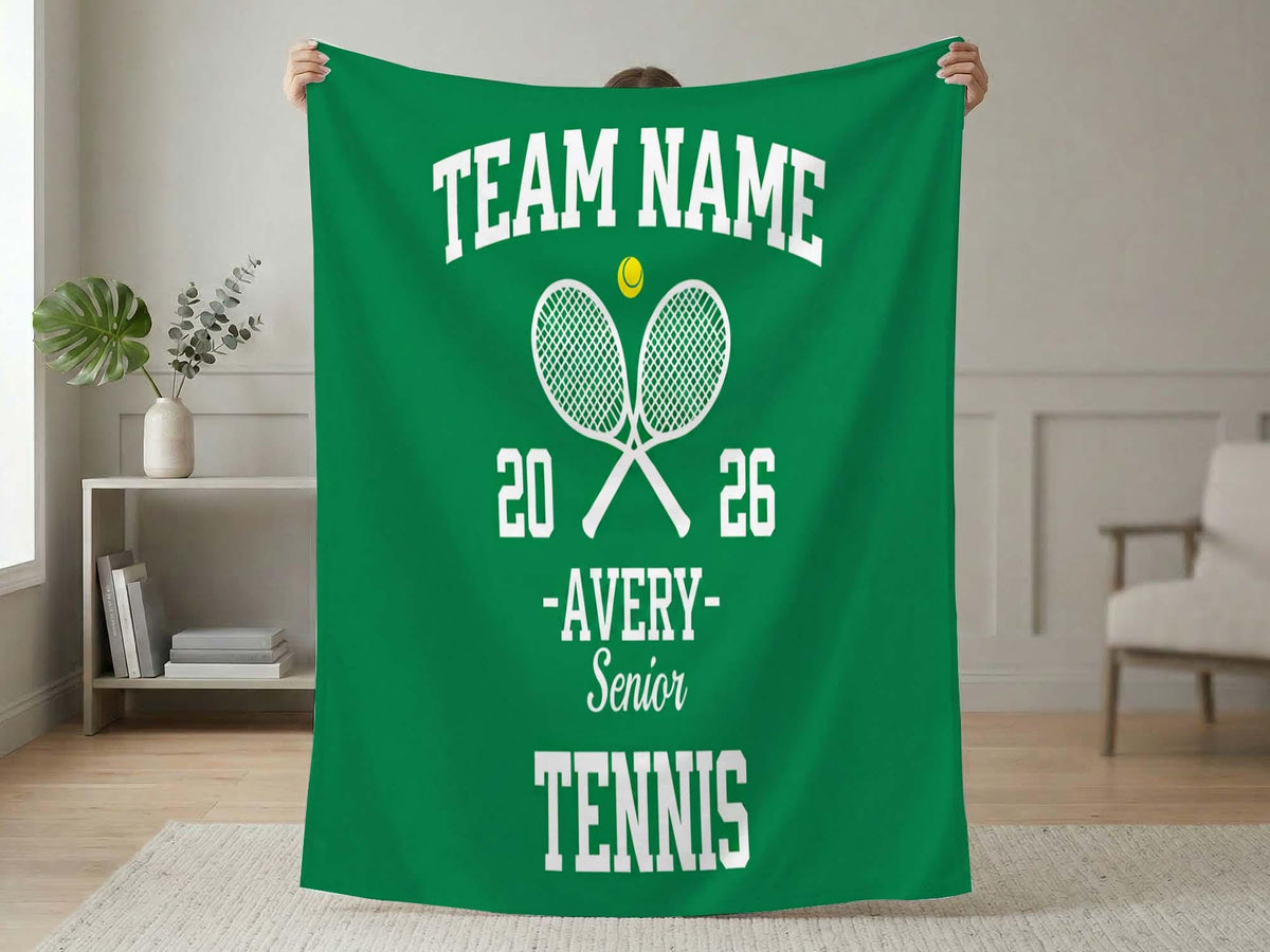 Custom Tennis Blanket, Soft Fleece, Personalized Senior 2026 Gift, Sports Team School Graduation Throw,Gift for Tennis Player Coach Daughter