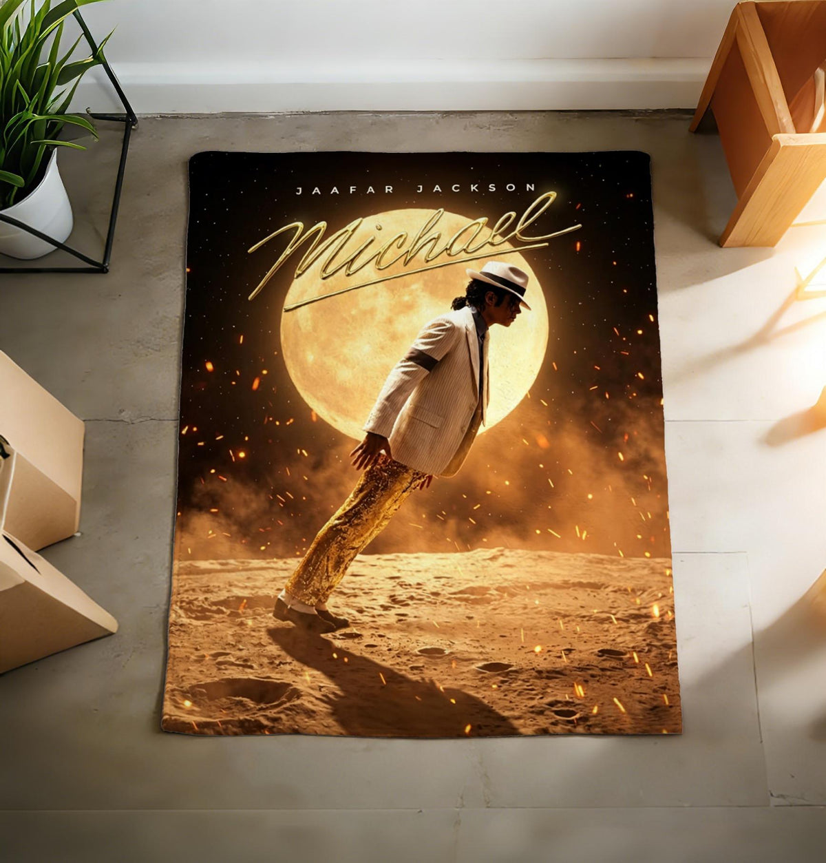 Michael Jackson Biopic Moonwalk Portrait Blanket Soft Throw, King of Pop Fan Birthday Gift