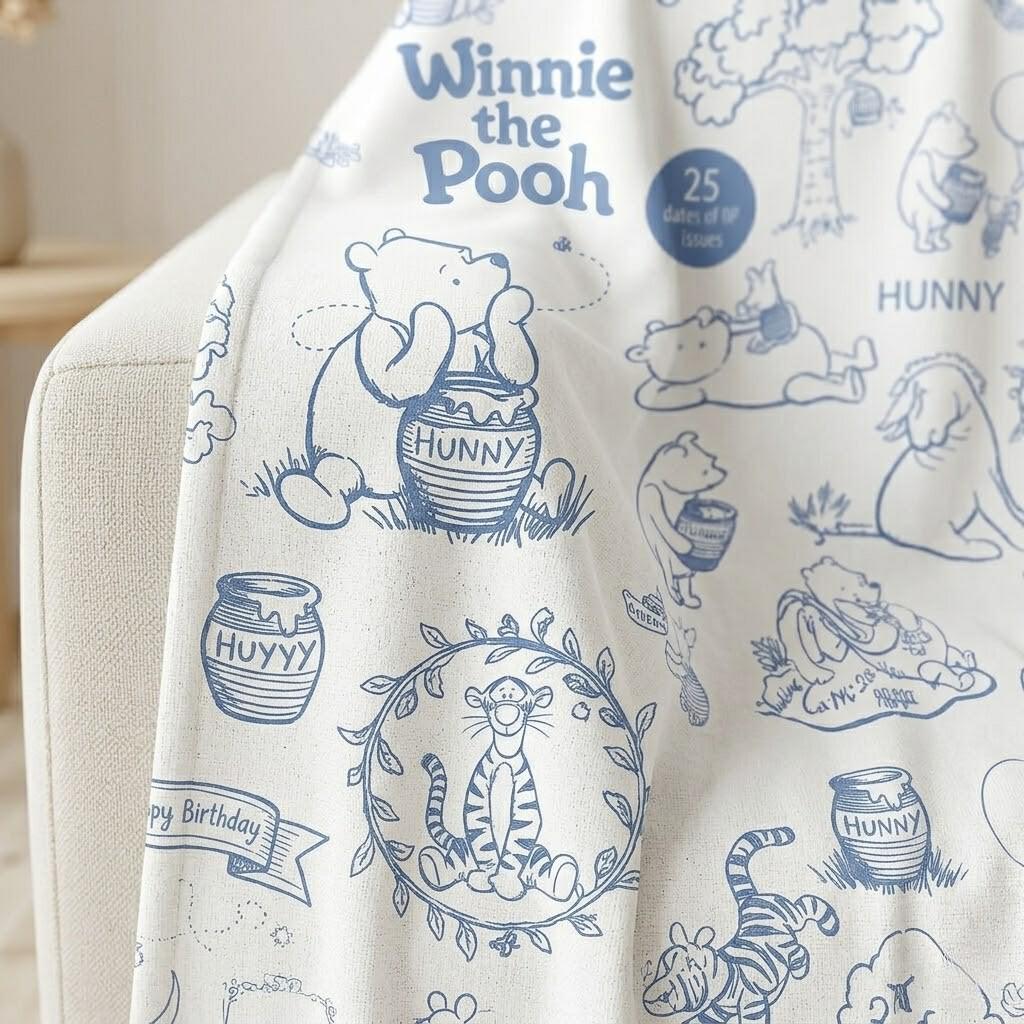Personalized Classic Winnie the Pooh Baby Blanket, Custom Classic Pooh Inspired Baby Blanket, Vintage Pooh and Friends Minky Blanket