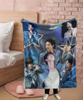 Kim Seokjin Velveteen blanket, K-Pop Boy Band gift, Jin Microfiber Blanket | Blue Star Photos gift, K-pop fan, gift for Army, Christmas gift