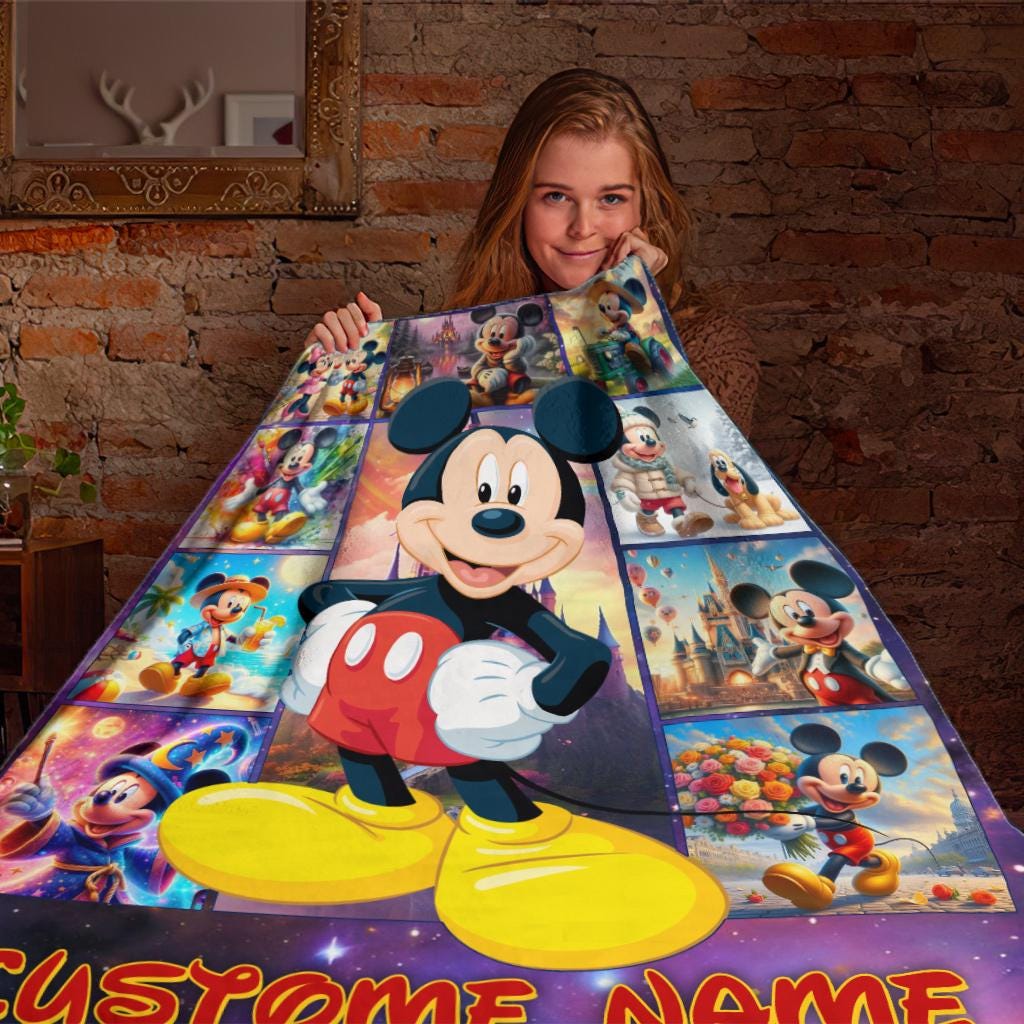 Personalized Disney Mickey Mouse Blanket, Custom Disneyland Blanket, Disneyworld Birthday Gift Birthday Boy, Cozy Disney Home Decor