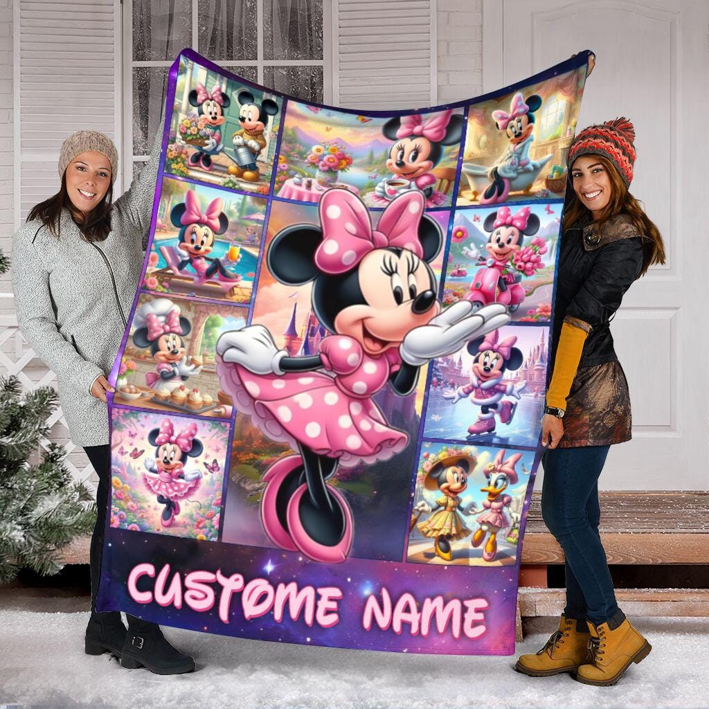 Personalized Disney Minnie Mouse Blanket, Custom Disneyland Blanket, Disneyworld Birthday Gift Birthday Girl, Cozy Disney Home Decor