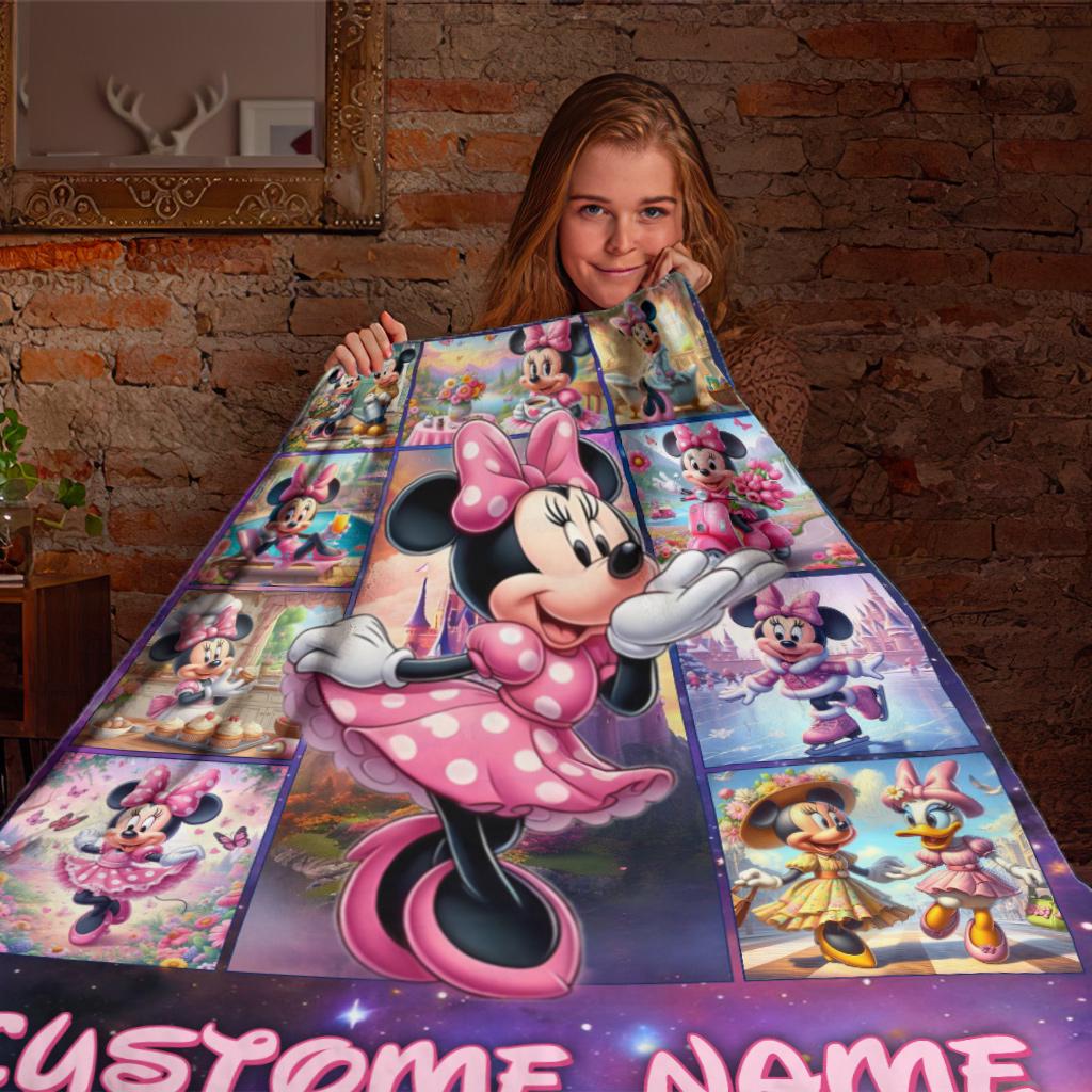 Personalized Disney Minnie Mouse Blanket, Custom Disneyland Blanket, Disneyworld Birthday Gift Birthday Girl, Cozy Disney Home Decor