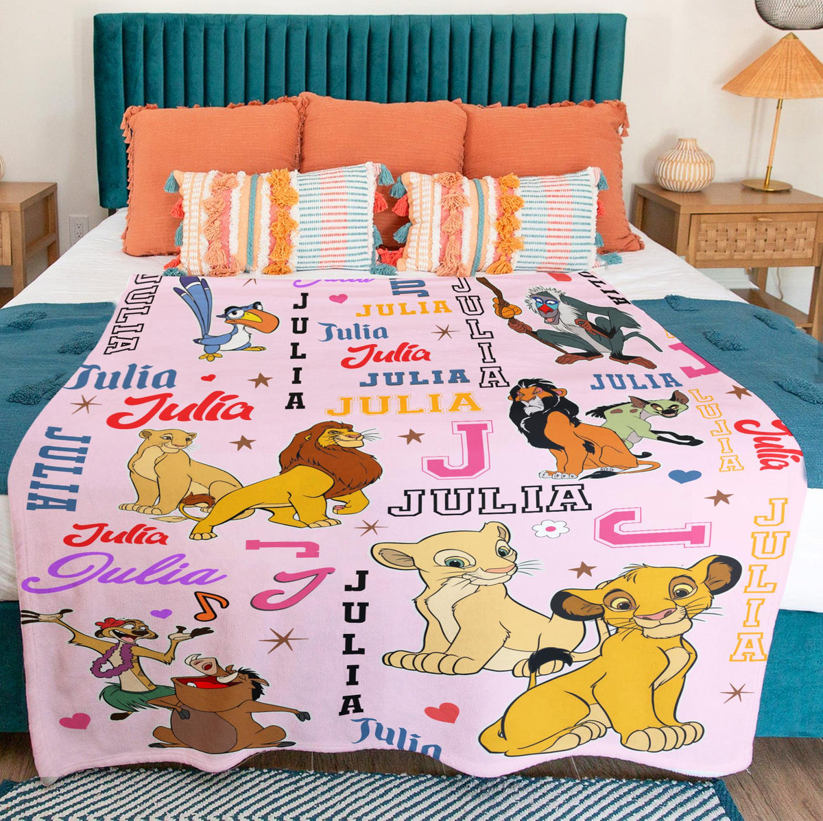 Custom Name Lion King Blanket, Personalized Simba Mufasa Scar, Disney Gift for Kids & Adults,Cute Cartoon Nursery Bedding, Disney Lion King
