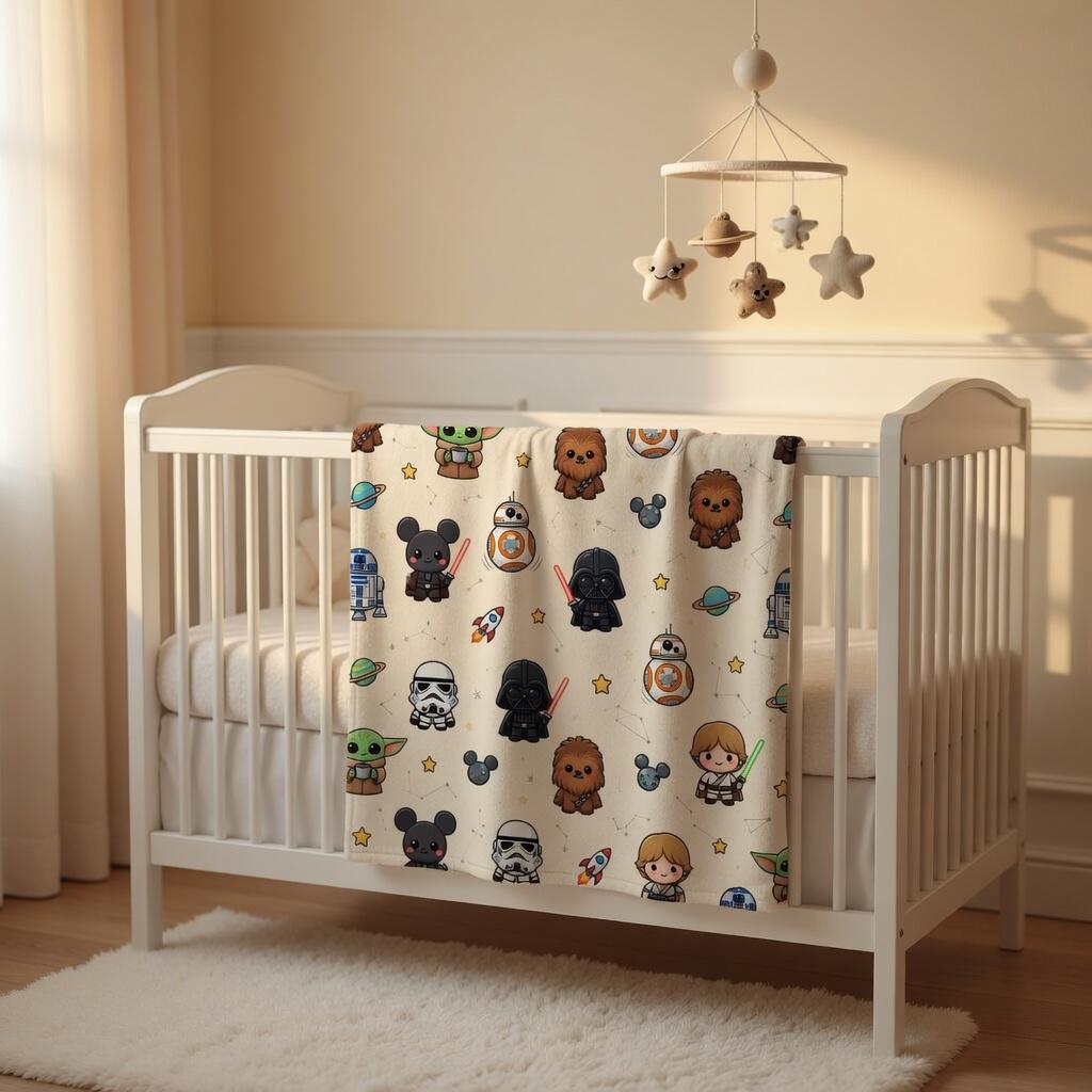 Personalized Retro Star Wars Baby Blanket, Custom Disney Star Wars Blanket