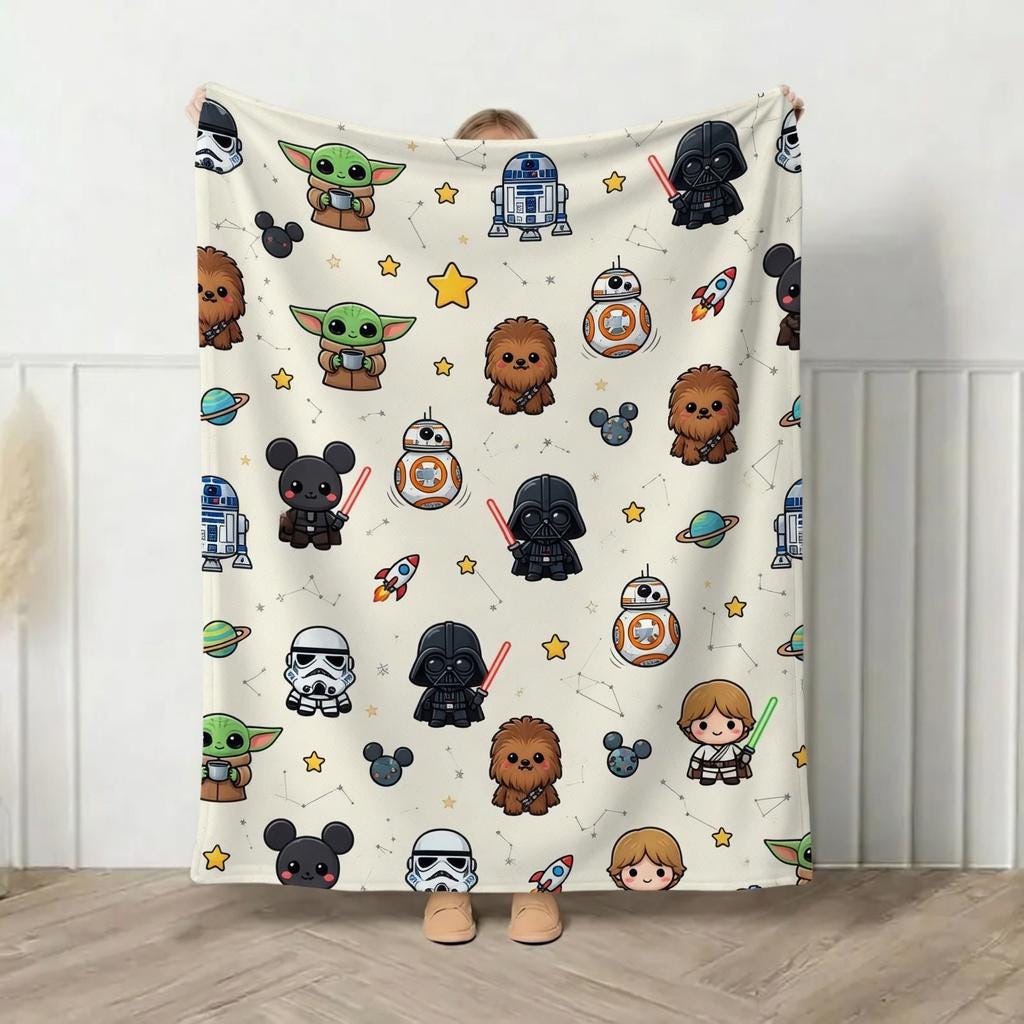Personalized Retro Star Wars Baby Blanket, Custom Disney Star Wars Blanket