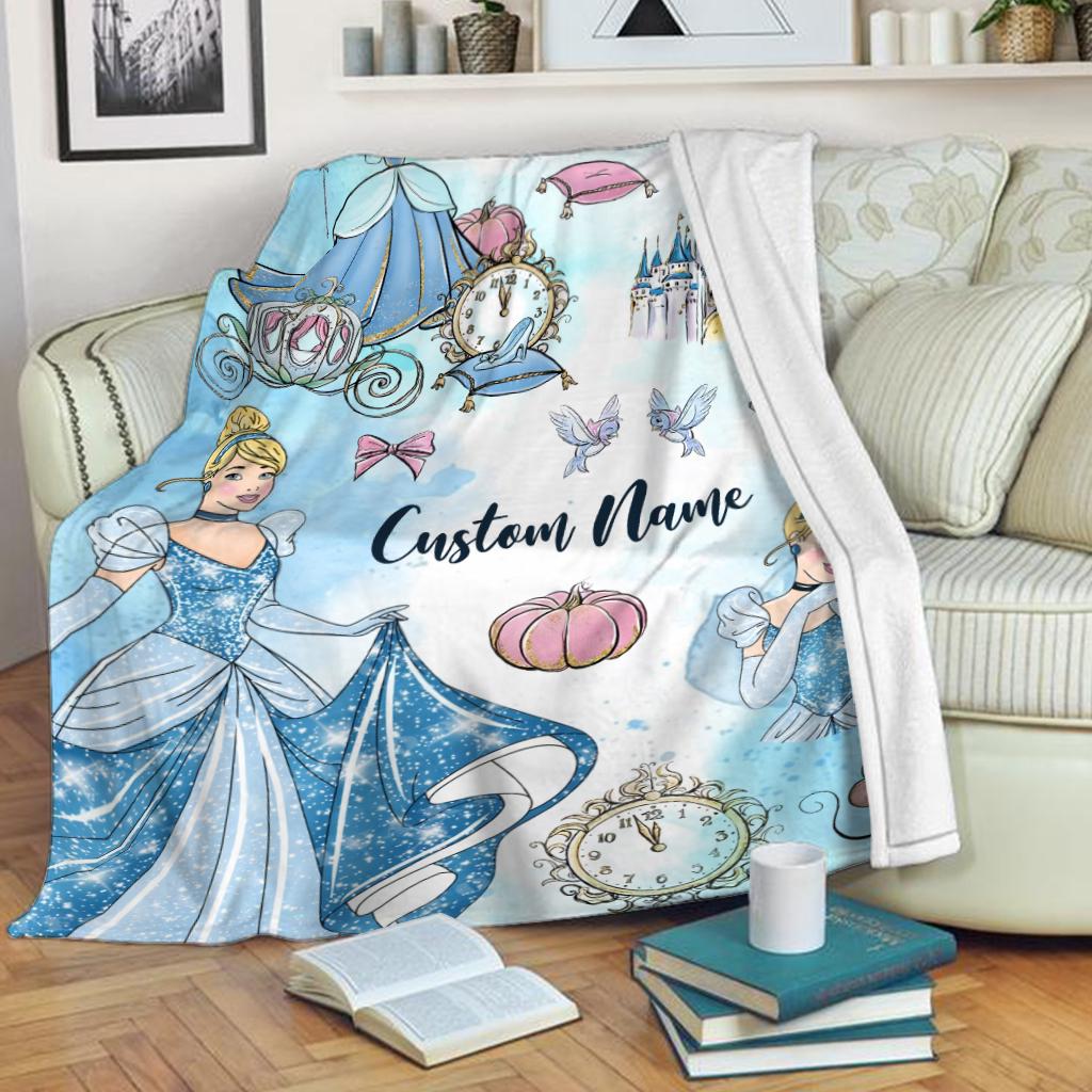 Personalized Cinderella Blanket, Cinderella Princess Fleece Blanket, Princess Blanket, Magic Kingdom Blanket, Gift For Daughter, Home Decor