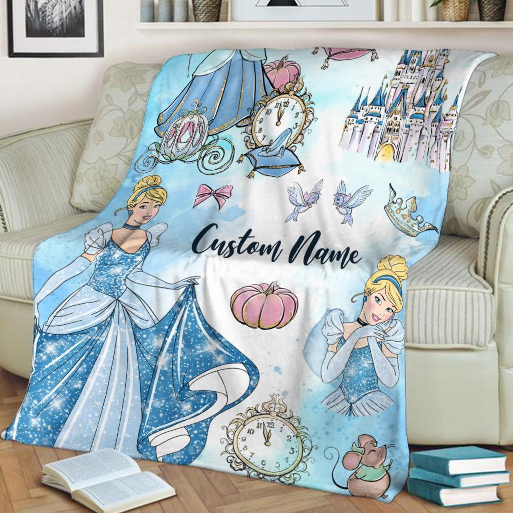 Personalized Cinderella Blanket, Cinderella Princess Fleece Blanket, Princess Blanket, Magic Kingdom Blanket, Gift For Daughter, Home Decor
