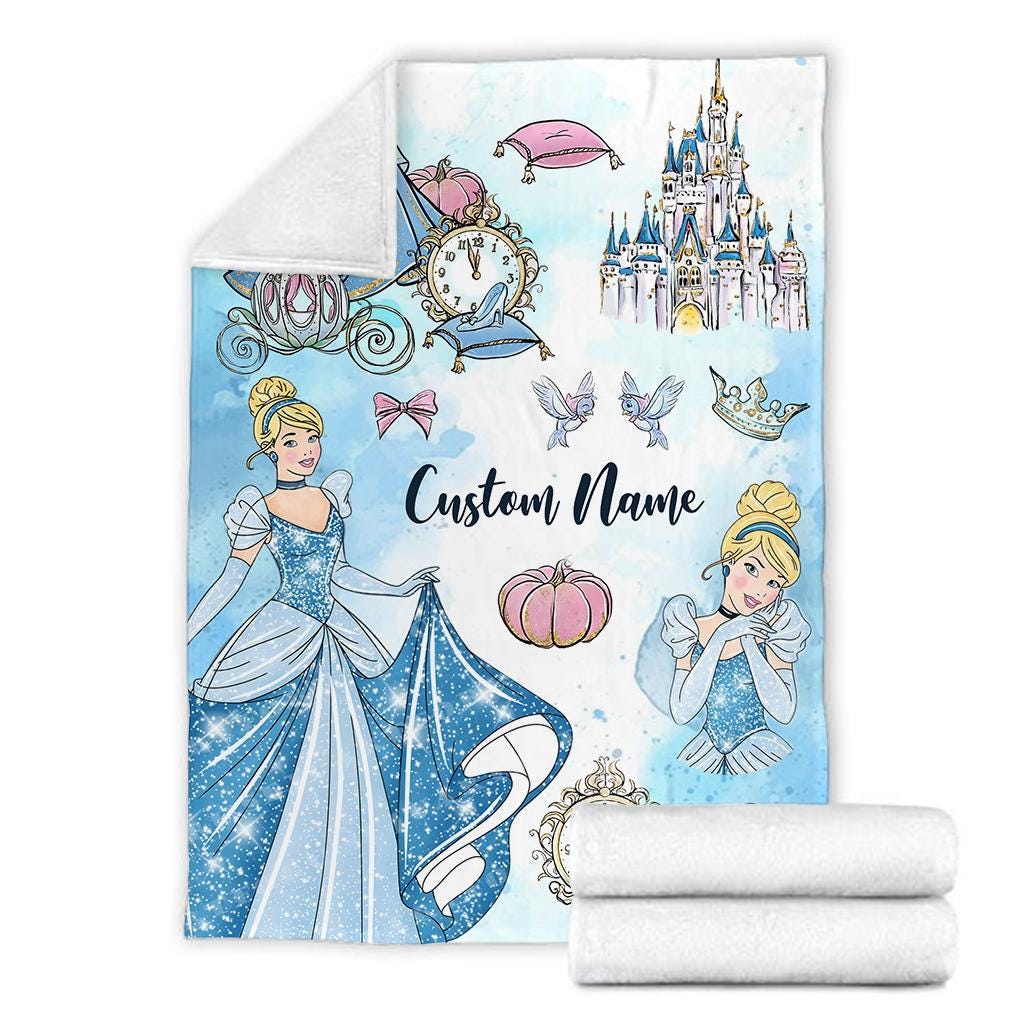 Personalized Cinderella Blanket, Cinderella Princess Fleece Blanket, Princess Blanket, Magic Kingdom Blanket, Gift For Daughter, Home Decor