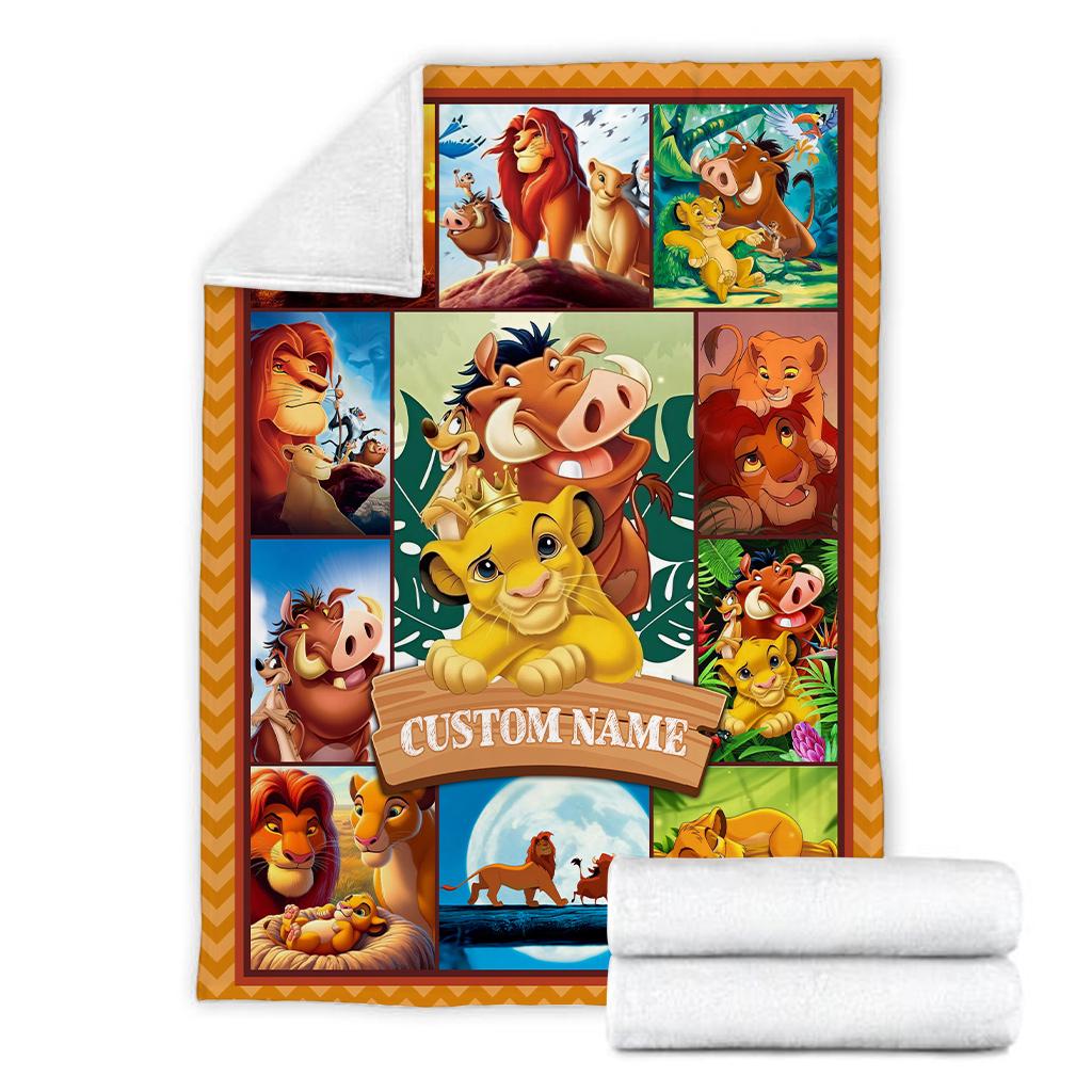 Personalized Name Disney The Lion King Blanket, Disney Mufasa Simba Timon Pumbaa Baby Blanket, Lion King Birthday Gift, Hakuna Matata
