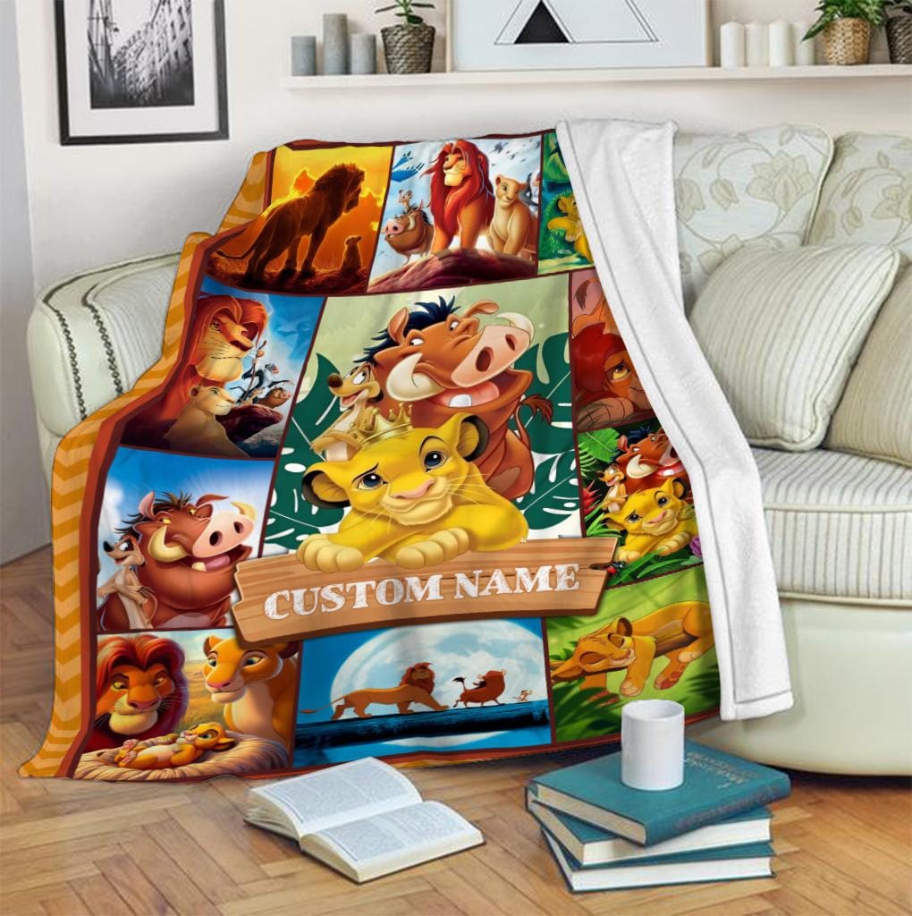 Personalized Name Disney The Lion King Blanket, Disney Mufasa Simba Timon Pumbaa Baby Blanket, Lion King Birthday Gift, Hakuna Matata