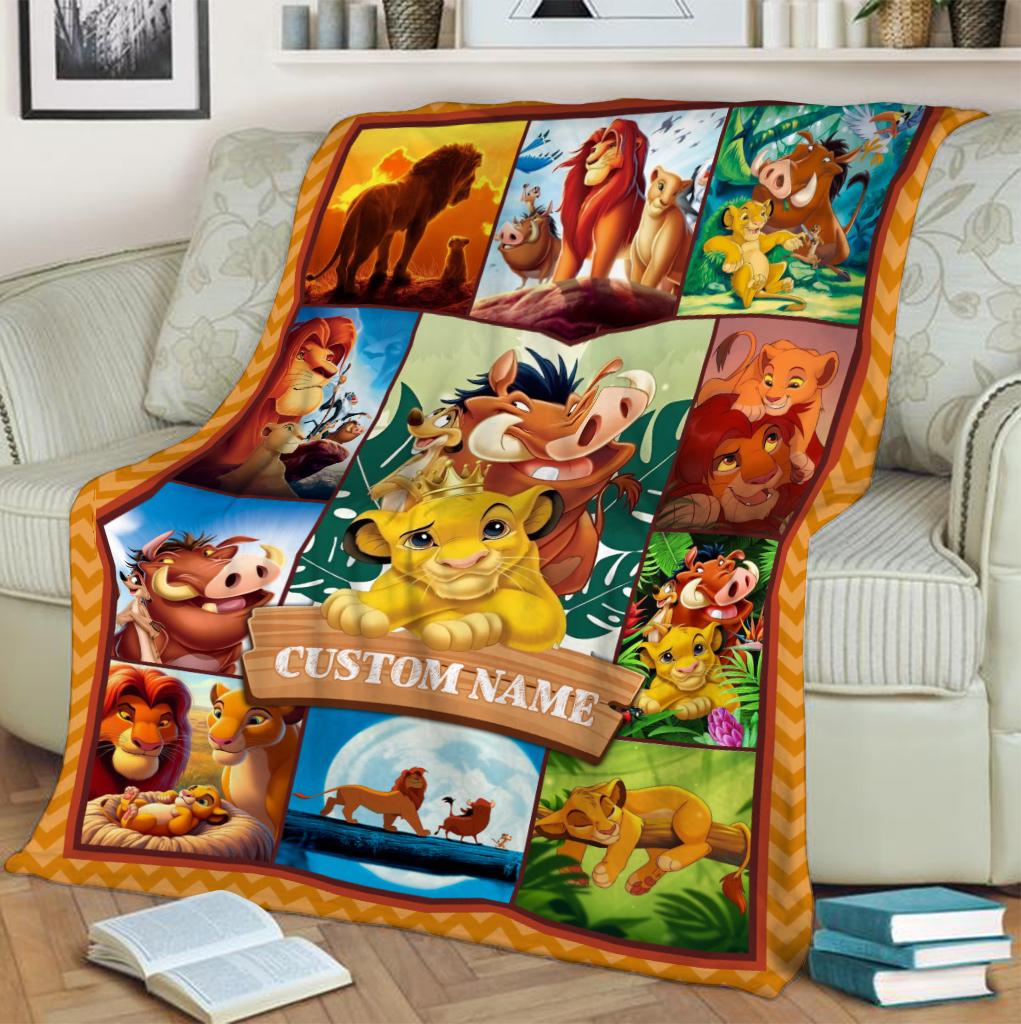 Personalized Name Disney The Lion King Blanket, Disney Mufasa Simba Timon Pumbaa Baby Blanket, Lion King Birthday Gift, Hakuna Matata