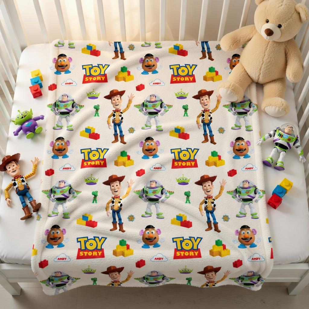 Custom Toy Story Baby Blanket, Disney Plushy Blanket, Personalized Baby Shower Gift, Nursery Baby Blanket