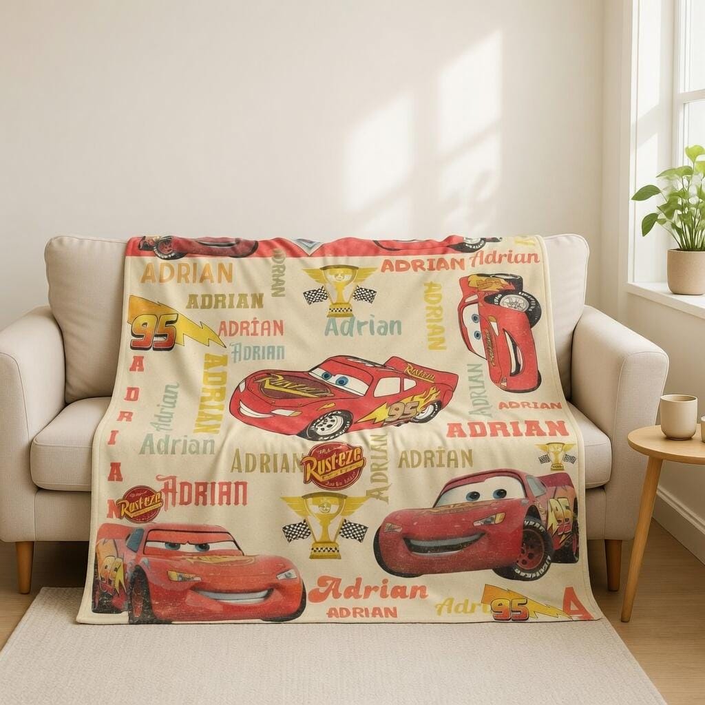 Pixar Cars Blanket, Disney Lightning McQueen Cars Baby Blanket, Baby Nursery Gift