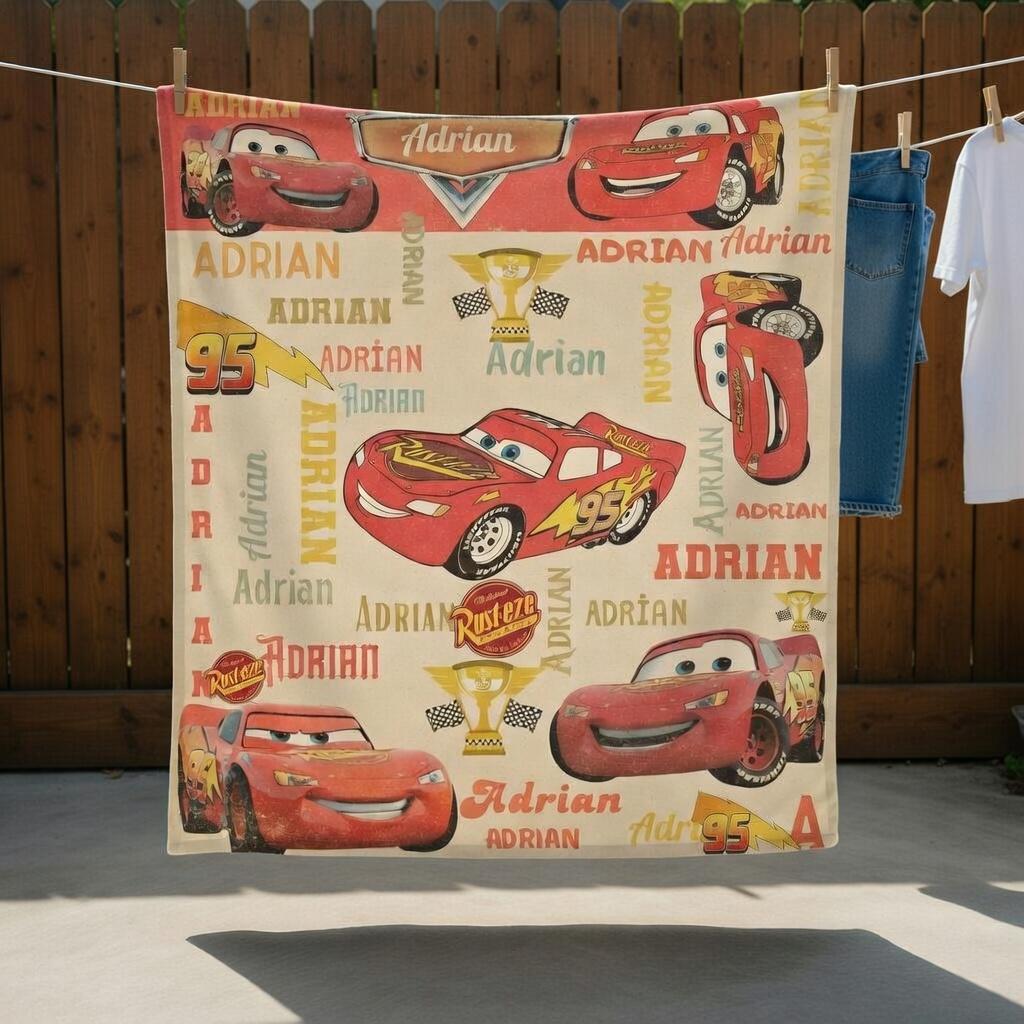 Pixar Cars Blanket, Disney Lightning McQueen Cars Baby Blanket, Baby Nursery Gift
