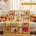 Personalized Winnie The Pooh Baby Blanket, Custom Name Pooh Bear And Friends Blanket, Cute Pooh Gift for Kids, Baby Shower Blanket Gift