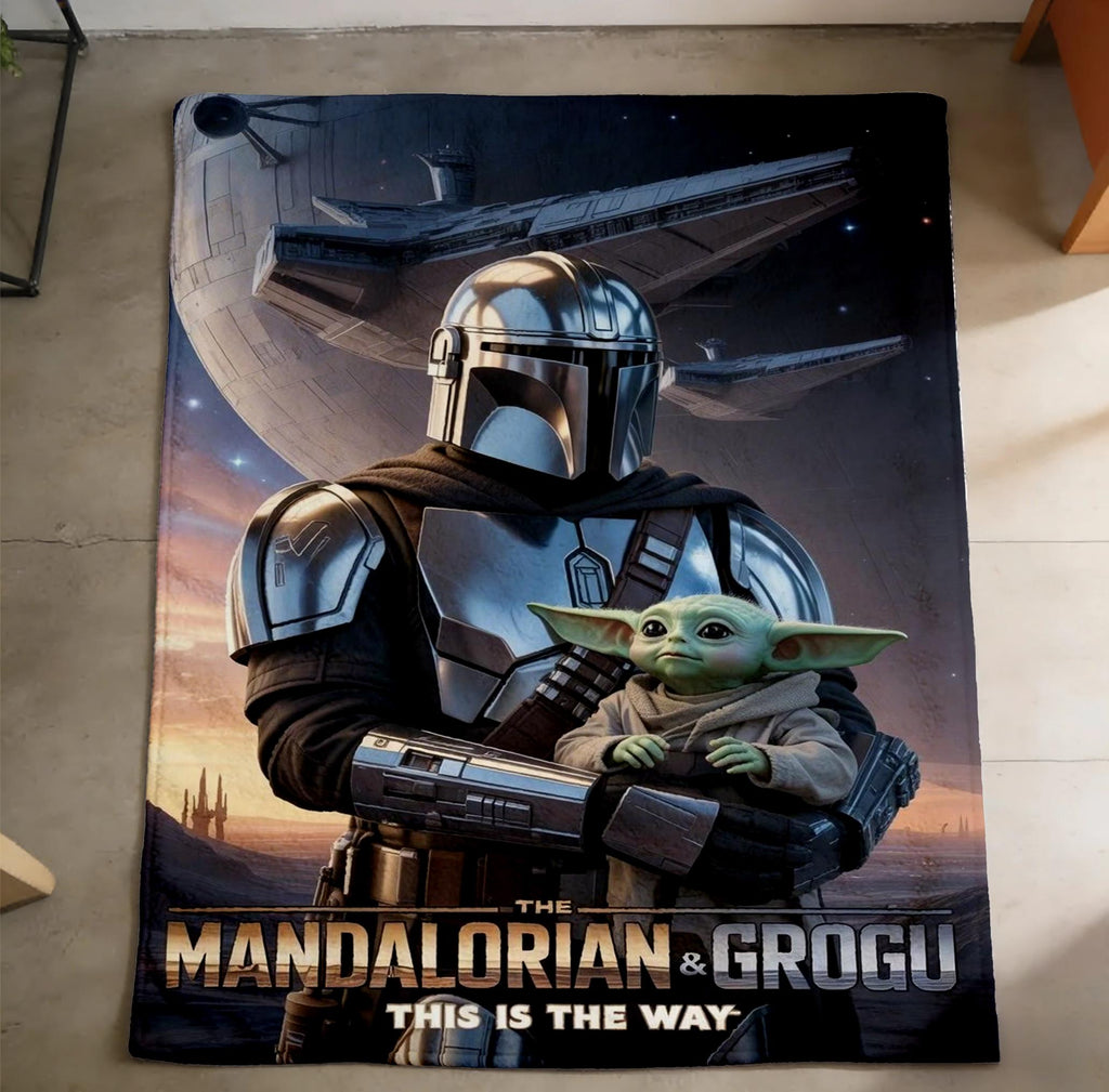 The Mandalorian & Grogu 3D Movie Poster Blanket Throw, Star Wars Decor Gift
