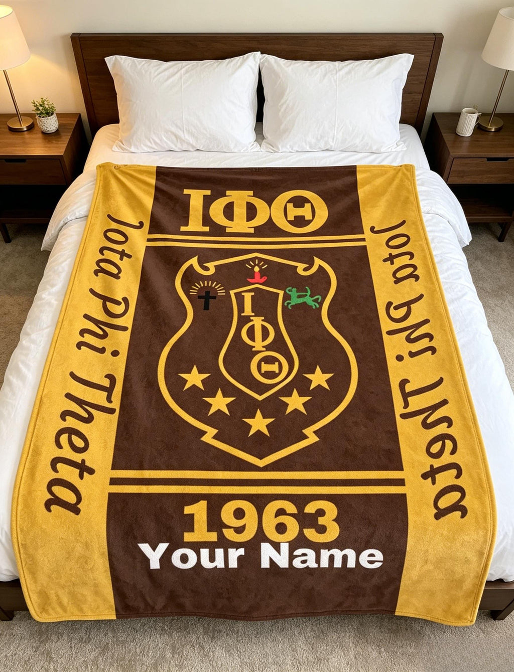 ΙΦΘ Paraphernalia Blanket Soft Throw, Custom Name 1963 Fraternity Throw