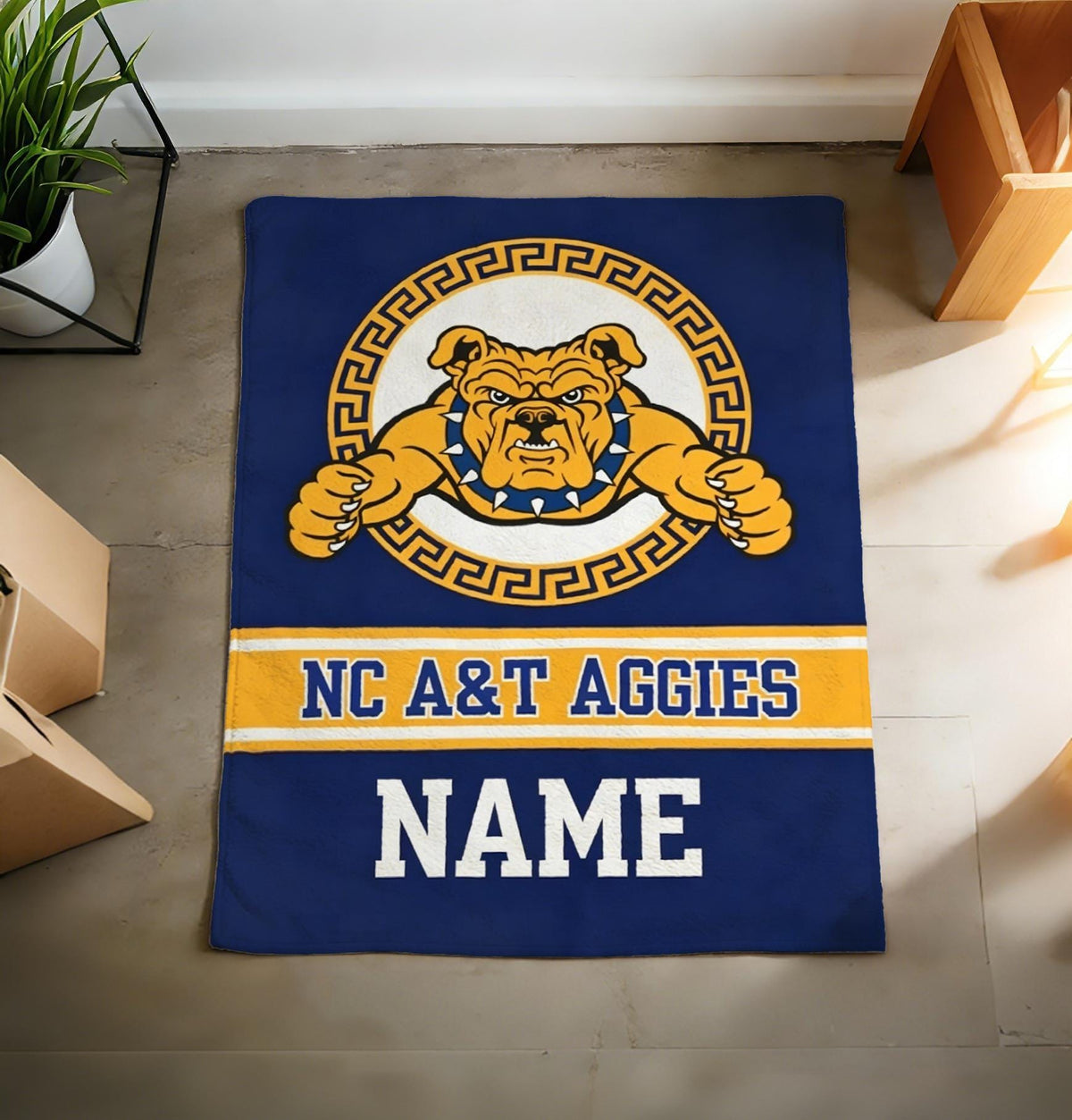 Personalized NC A&T Aggies Throw Blanket - Custom Name NCAT Alumni Gift