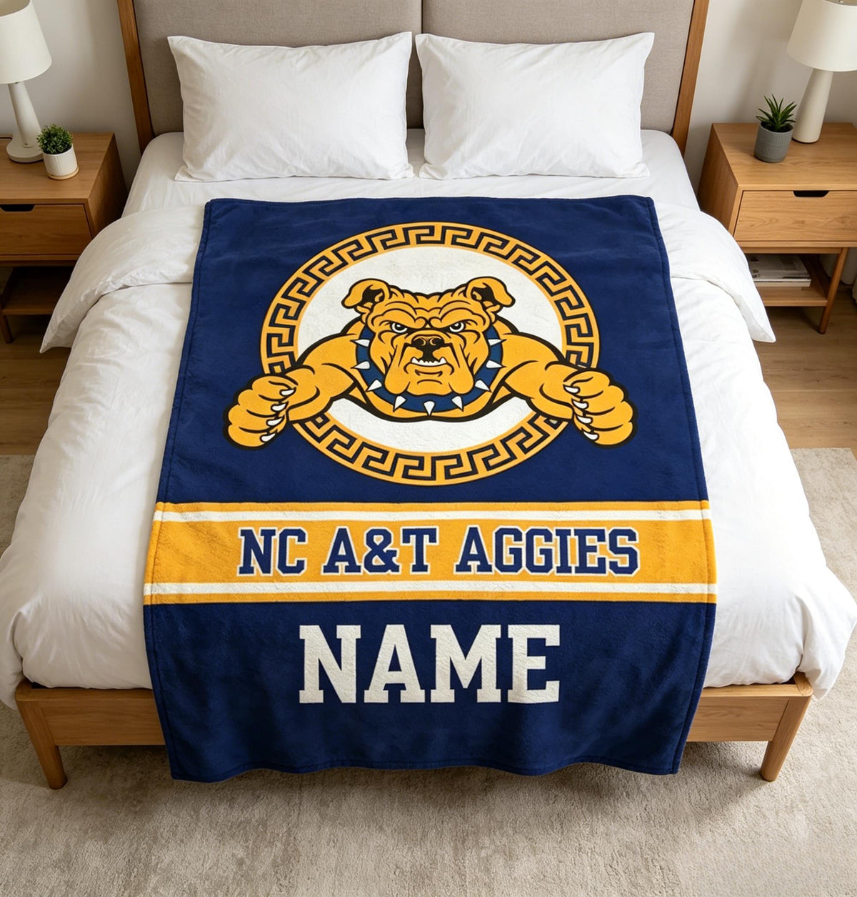 Personalized NC A&T Aggies Throw Blanket - Custom Name NCAT Alumni Gift