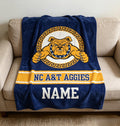 Personalized NC A&T Aggies Throw Blanket - Custom Name NCAT Alumni Gift